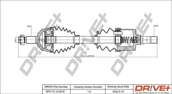 Driveshaft Fiat Ulysse: DP2110100216 Dr!ve+ Drive shaft