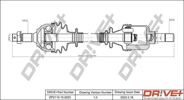 Axle shaft Peugeot: DP2110100253 Dr!ve+ Drive shaft