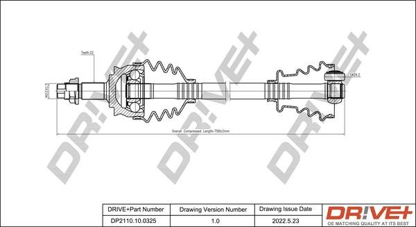 Driveshaft Ford KA: DP2110100325 Dr!ve+ Drive shaft