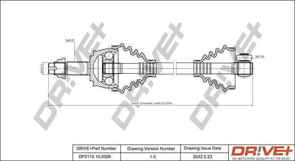 Driveshaft Fiat 500: DP2110100326 Dr!ve+ Drive shaft