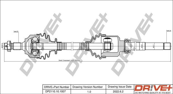 Axle shaft DS DS 3: DP2110101007 Dr!ve+ Drive shaft