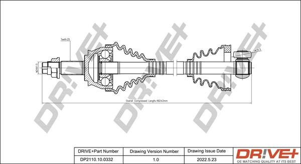 Driveshaft Fiat Idea: DP2110100332 Dr!ve+ Drive shaft