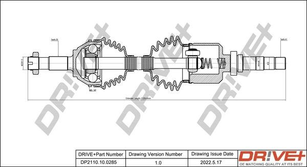 Axle shaft Fiat Ducato: DP2110100285 Dr!ve+ Drive shaft