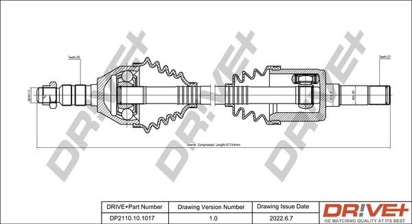 CV axle Saab 9-5: DP2110101017 Dr!ve+ Drive shaft