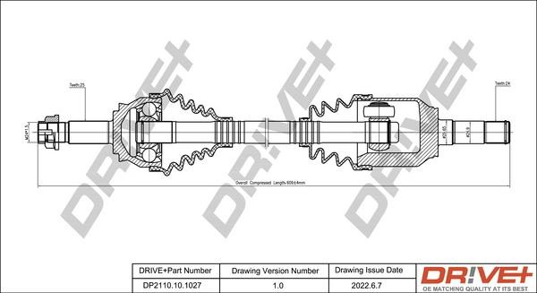 Dr!ve+ DP2110.10.1027 Drive shaft DP2110101027 DP2110101027 Dr!ve+ Drive shaft