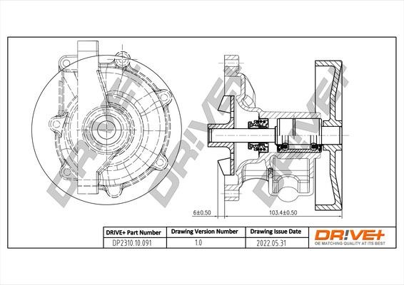 Car water pump Saab 9-3: DP231010091 Dr!ve+ Water Pump, engine cooling