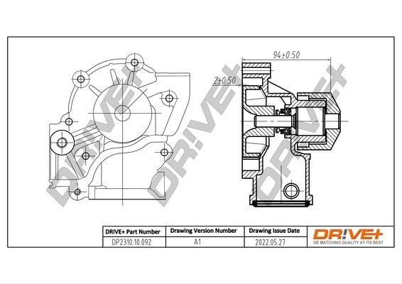 Dr!ve+ DP2310.10.092 Water Pump, engine cooling DP231010092 DP231010092 Dr!ve+ Water Pump, engine cooling