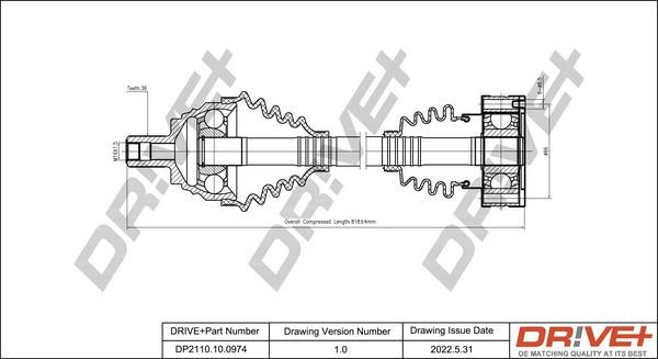 Driveshaft Audi Q2: DP2110100974 Dr!ve+ Drive shaft