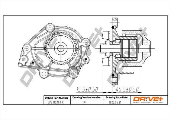 Water pump for engine Rover: DP231010077 Dr!ve+ Water Pump, engine cooling