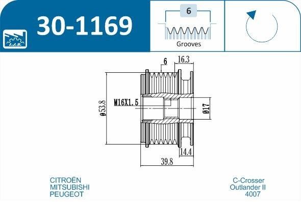 301169 IJS Group Freewheel clutch, alternator