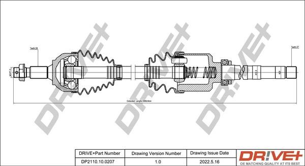 Driveshaft Citroen DS5: DP2110100207 Dr!ve+ Drive shaft