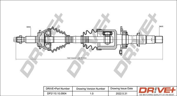 Axle shaft Toyota Verso: DP2110100904 Dr!ve+ Drive shaft