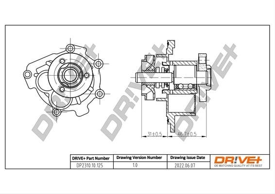 Water pump for engine Opel Corsa E: DP231010125 Dr!ve+ Water Pump, engine cooling