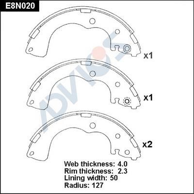 Advics E8N020 Brake shoe set E8N020