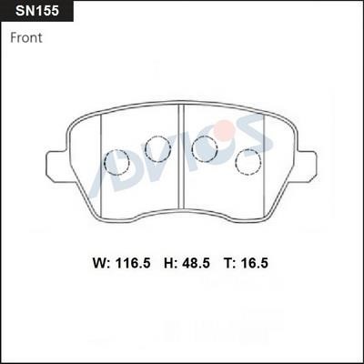 Advics SN155 Brake Pad Set, disc brake SN155