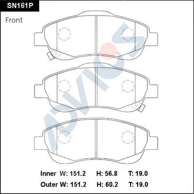 Advics SN161P Brake Pad Set, disc brake SN161P