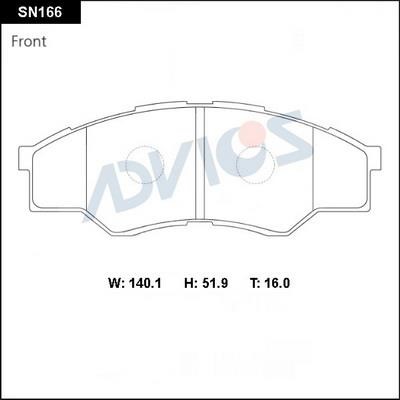 Advics SN166 Brake Pad Set, disc brake SN166