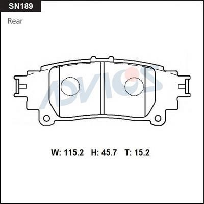 Advics SN189 Brake Pad Set, disc brake SN189