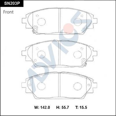 Advics SN203P Brake Pad Set, disc brake SN203P