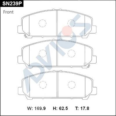 Advics SN239P Brake Pad Set, disc brake SN239P