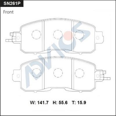 Advics SN261P Rear disc brake pads, set SN261P