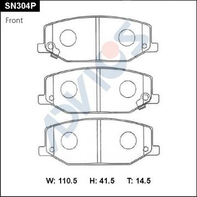 Advics SN304P Brake Pad Set, disc brake SN304P