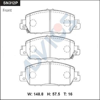 Advics SN312P Brake Pad Set, disc brake SN312P