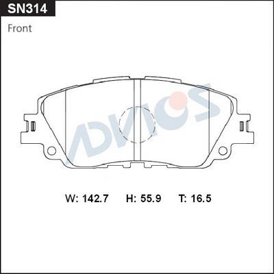 Advics SN314 Brake Pad Set, disc brake SN314