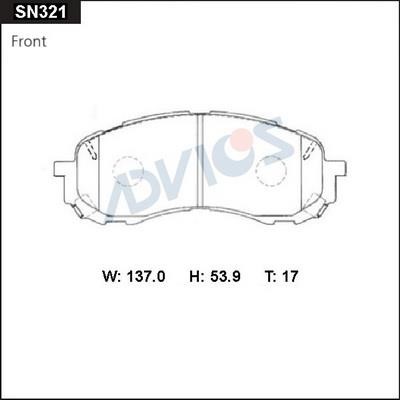 Advics SN321 Brake Pad Set, disc brake SN321