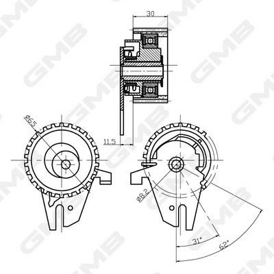 GMB GTB0560 Tensioner pulley, timing belt GTB0560