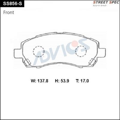 Advics SS856-S Brake Pad Set, disc brake SS856S
