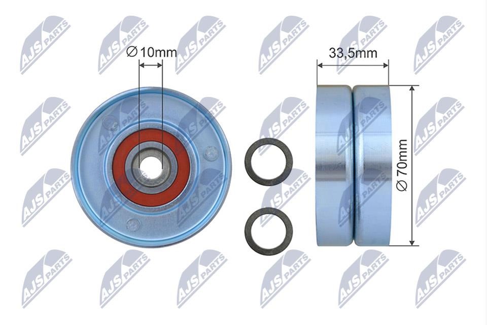 Belt tensioner pulley Toyota: RNKTY039 NTY Tensioner pulley, v-ribbed belt