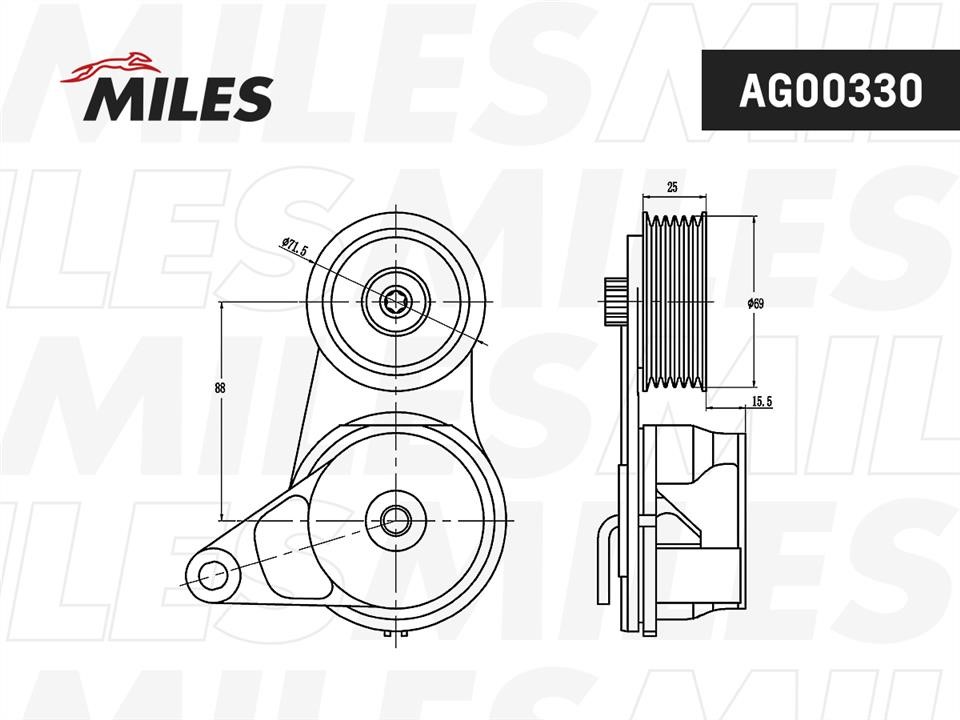 Miles AG00330 Tensioner pulley, v-ribbed belt AG00330