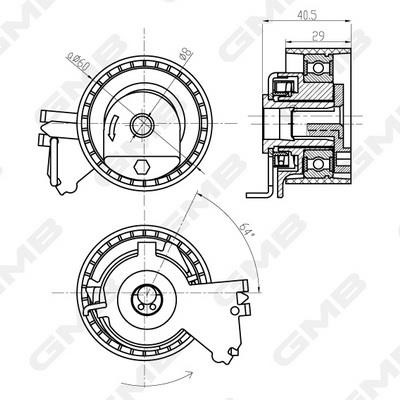 GMB GTB0230 Tensioner pulley, timing belt GTB0230