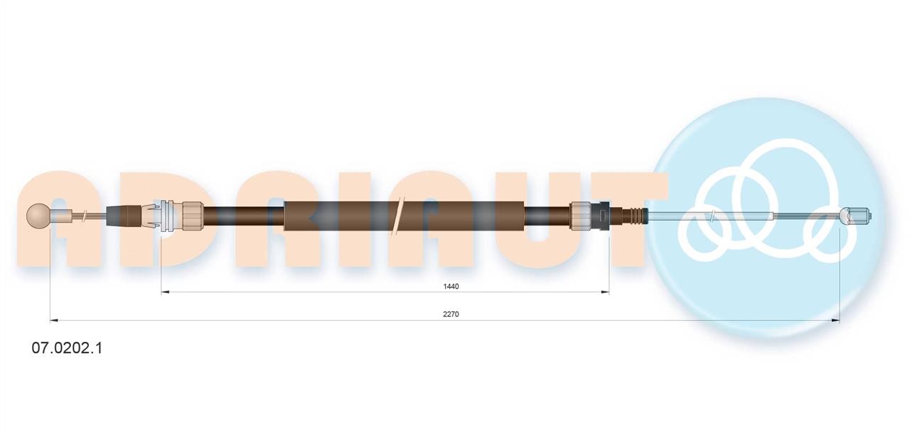 Adriauto 07.0202.1 Cable Pull, parking brake 0702021