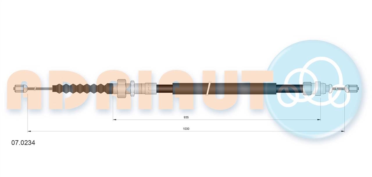 070234 Adriauto Handbrake cable