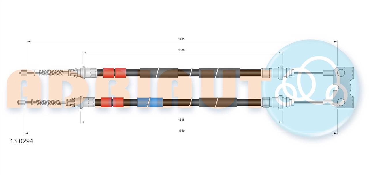 Adriauto 13.0294 Cable Pull, parking brake 130294