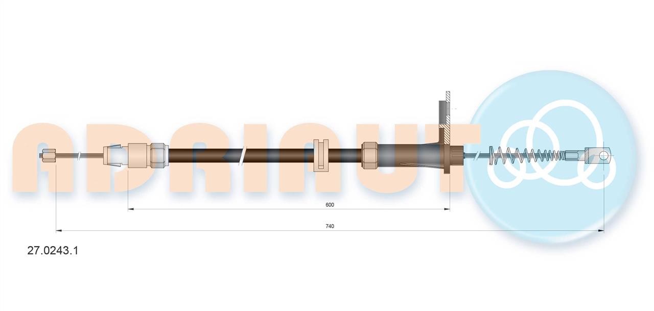 Adriauto 27.0243.1 Cable Pull, parking brake 2702431