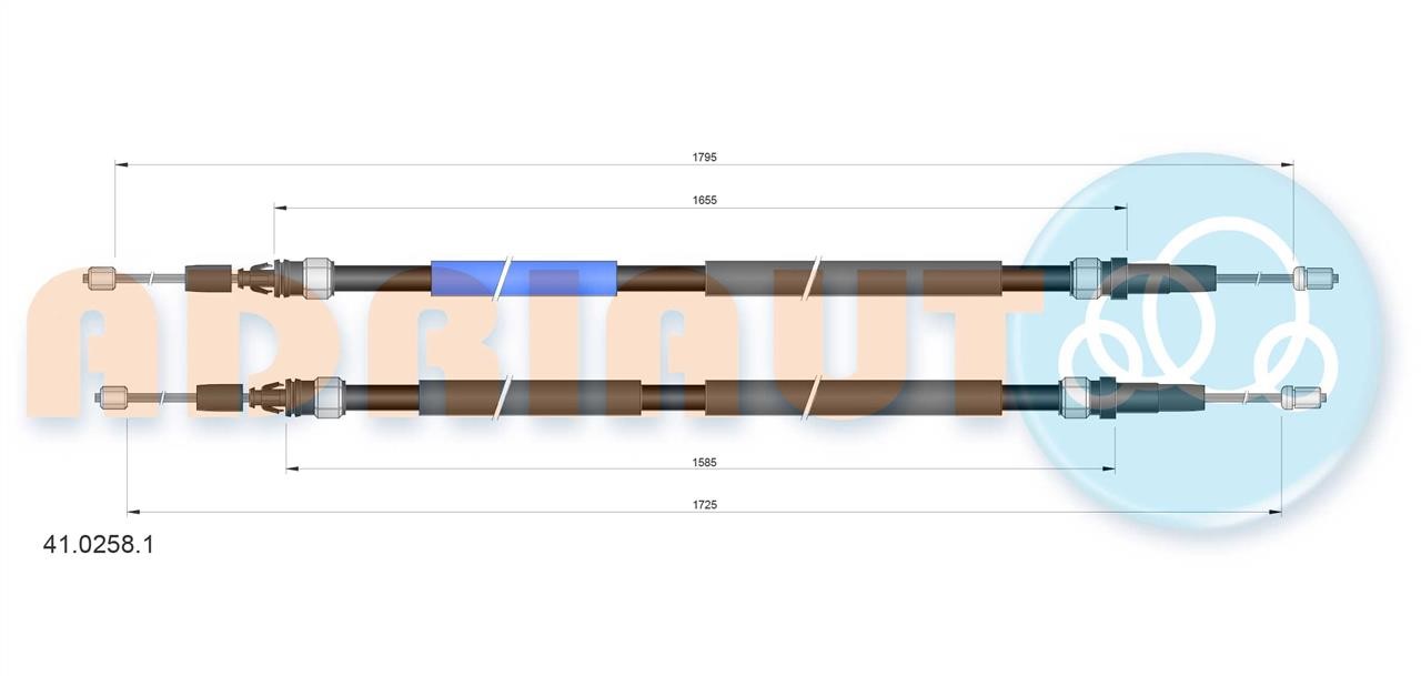 Adriauto 41.0258.1 Cable Pull, parking brake 4102581