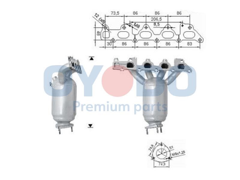 Catalytic exhaust system Opel Corsa C: 10N0023OYO Oyodo Catalytic Converter