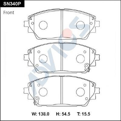Advics SN340P Brake Pad Set, disc brake SN340P