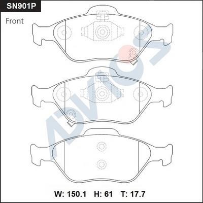 Advics SN901P Front disc brake pads, set SN901P