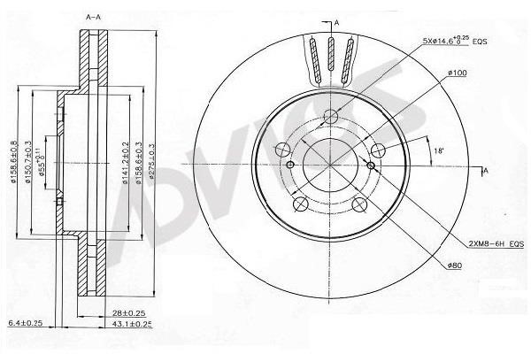 Advics A6F102B Front brake disc ventilated A6F102B