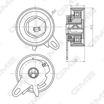 GMB GTB0460 Tensioner pulley, timing belt GTB0460
