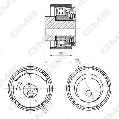 GMB GTB0470 Tensioner pulley, timing belt GTB0470