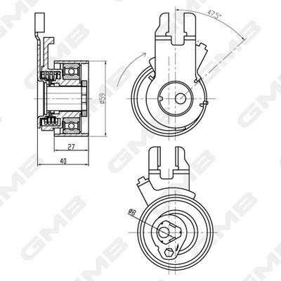 GMB GTB0330 Tensioner pulley, timing belt GTB0330