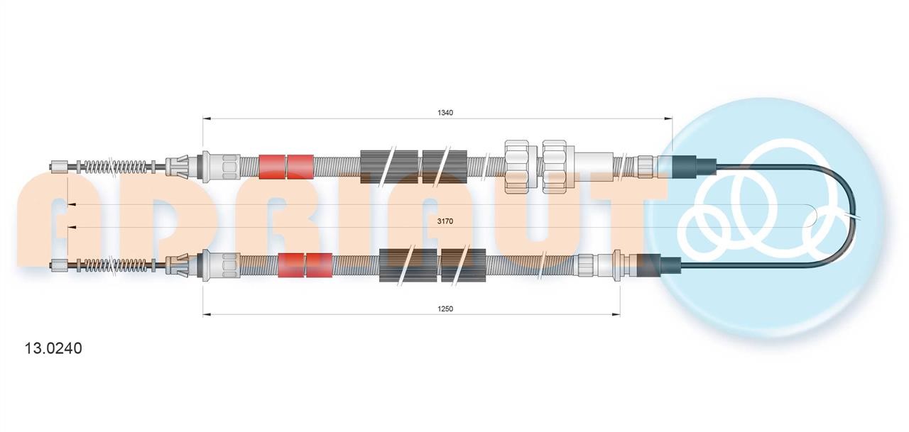 Adriauto 13.0240 Cable Pull, parking brake 130240