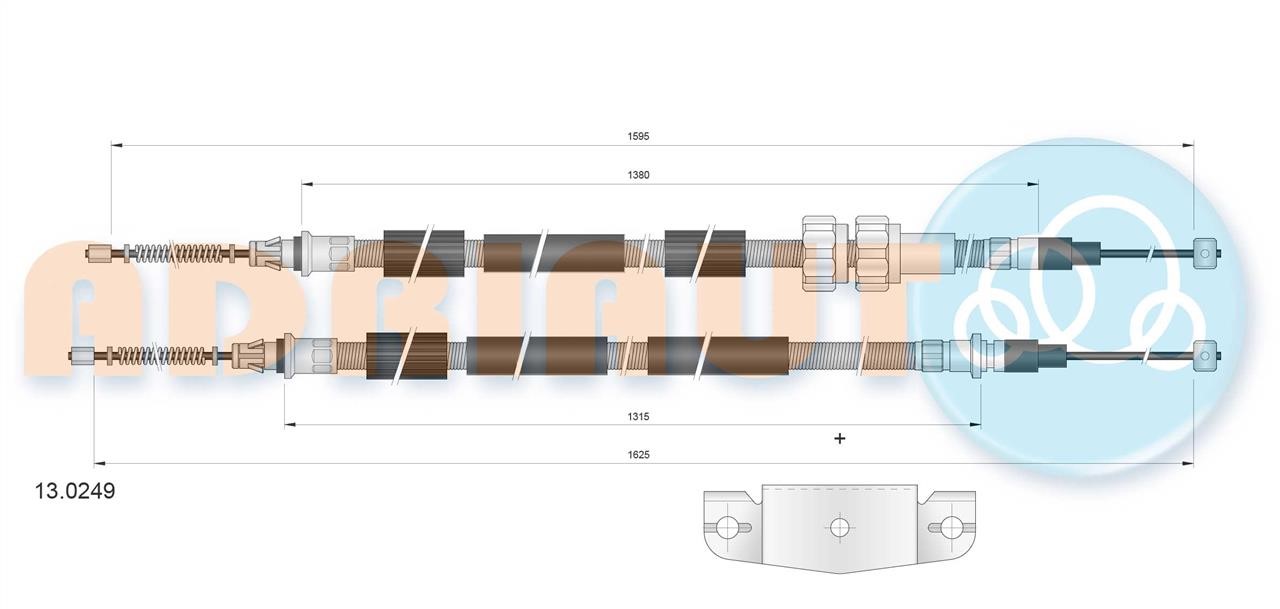 Adriauto 13.0249 Cable Pull, parking brake 130249