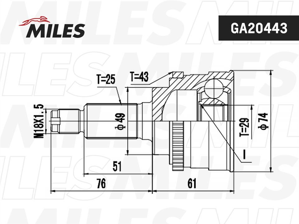 Miles GA20443 Joint kit, drive shaft GA20443