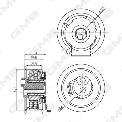 GMB GTB0600 Tensioner pulley, timing belt GTB0600